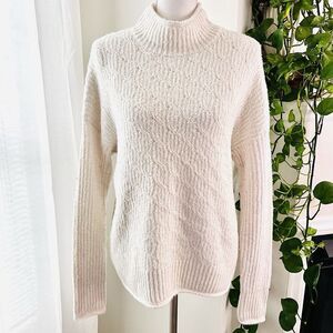 Rachel Roy White Knitted Mock Neck Cozy Stretchy Sweater Size Large